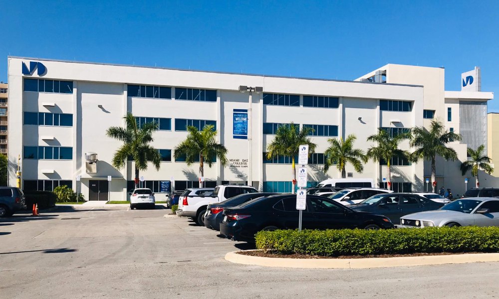 The main entrance of the Miami Dade College campus in Hialeah, Florida