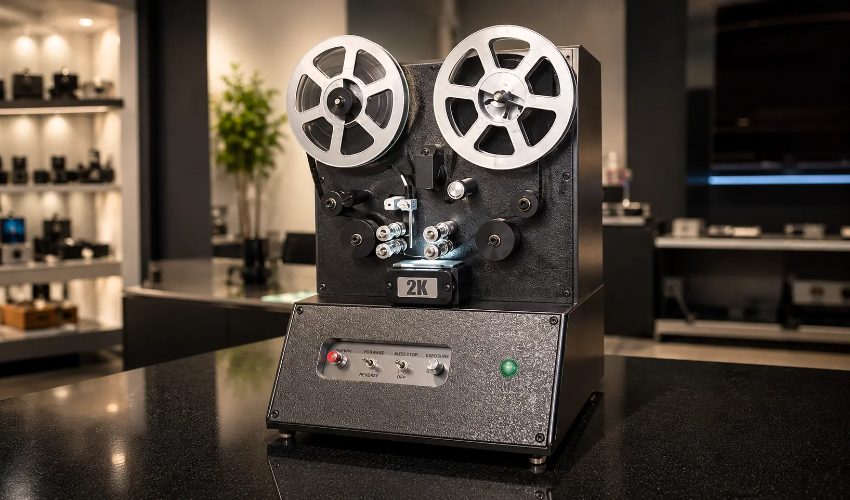 Home 8mm film to digital converter with dual reels