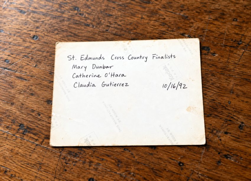 Handwritten note on back of photo listing cross country finalists