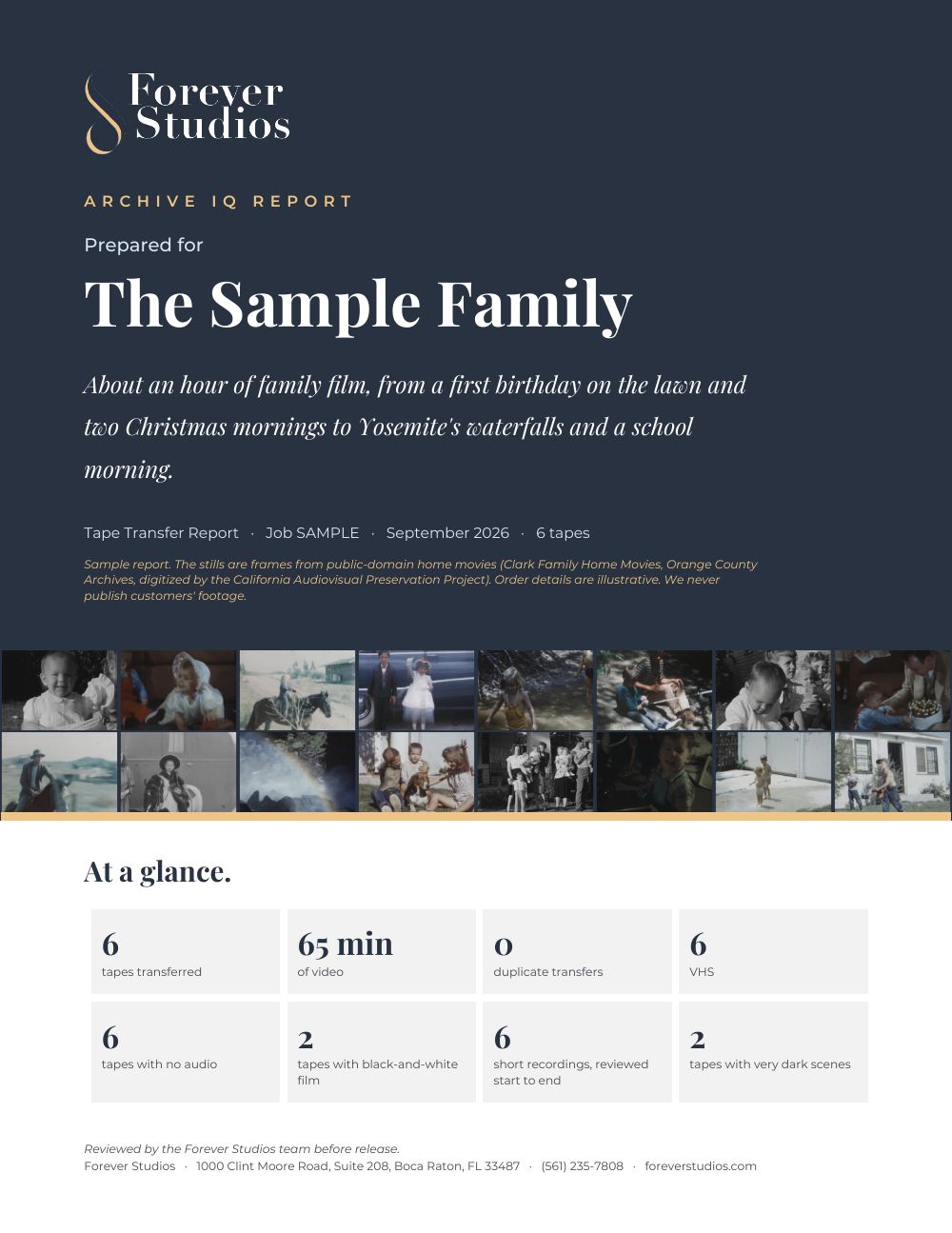 Archive IQ sample report, page 1: Cover