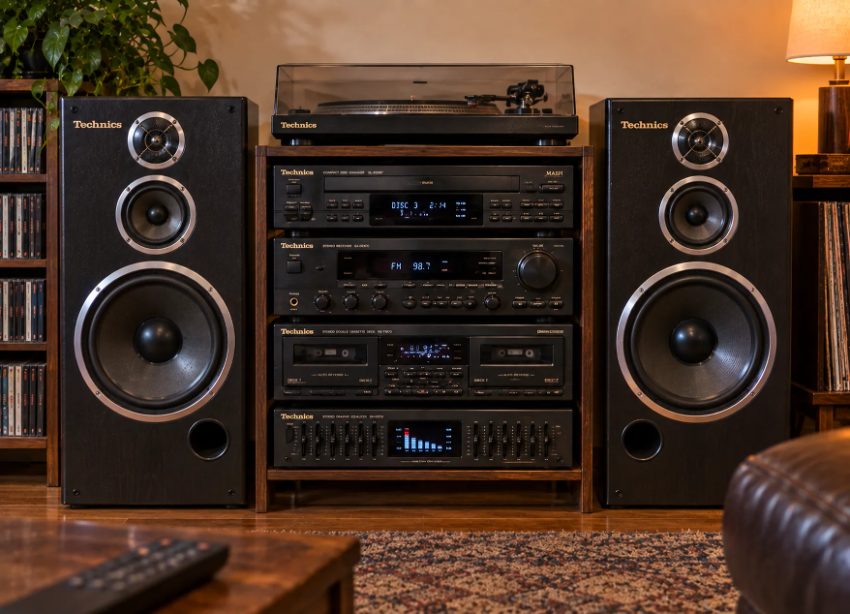 Technics home stereo system with CD player and tower speakers