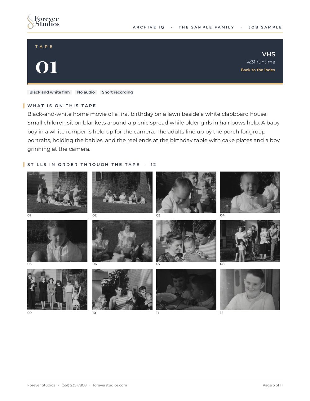 Archive IQ sample report, page 5 of 11: Tape 01