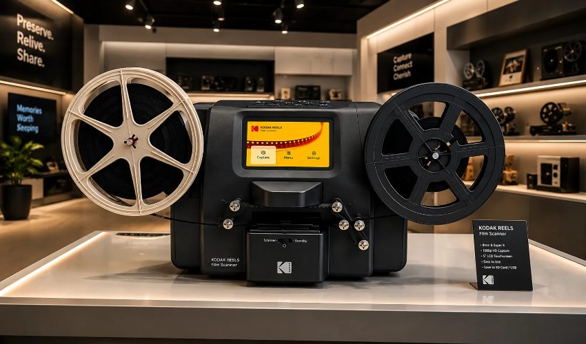 Kodak Reels 8mm film digitizer with mounted film reels